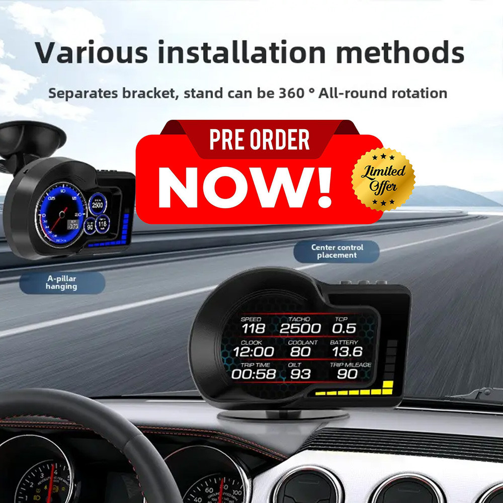 F15 High-Function Speed Instrument Car Head-Up Display HD LCD OBD Digital Speedometer High-Performance HUD Head-Up Display