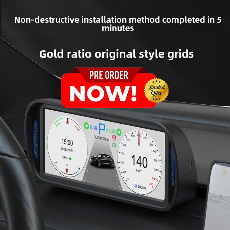 Dedicated Tesla T10 Model Series HUD Dashboard Multi-Function Speed LCD Head-Up Display with Non-Destructive Installation