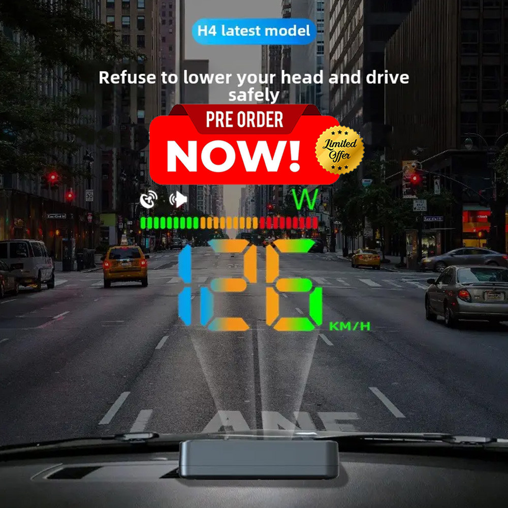 Universal H4 HD Speed Display Car Head-Up Display GPS Compass LCD Speedometer Windshield Instrument GPS Compass HD Speed Display